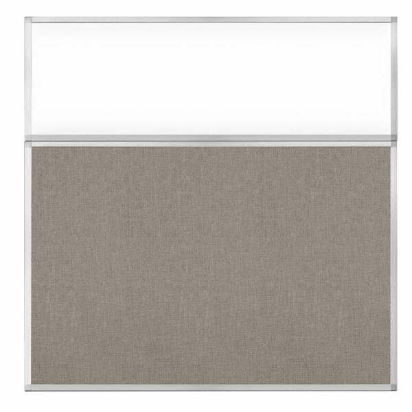 Versare Hush Panel Configurable Cubicle Partition 6' x 6' W/ Window Warm Pebble Fabric Clear Window 1812512-2 - main
